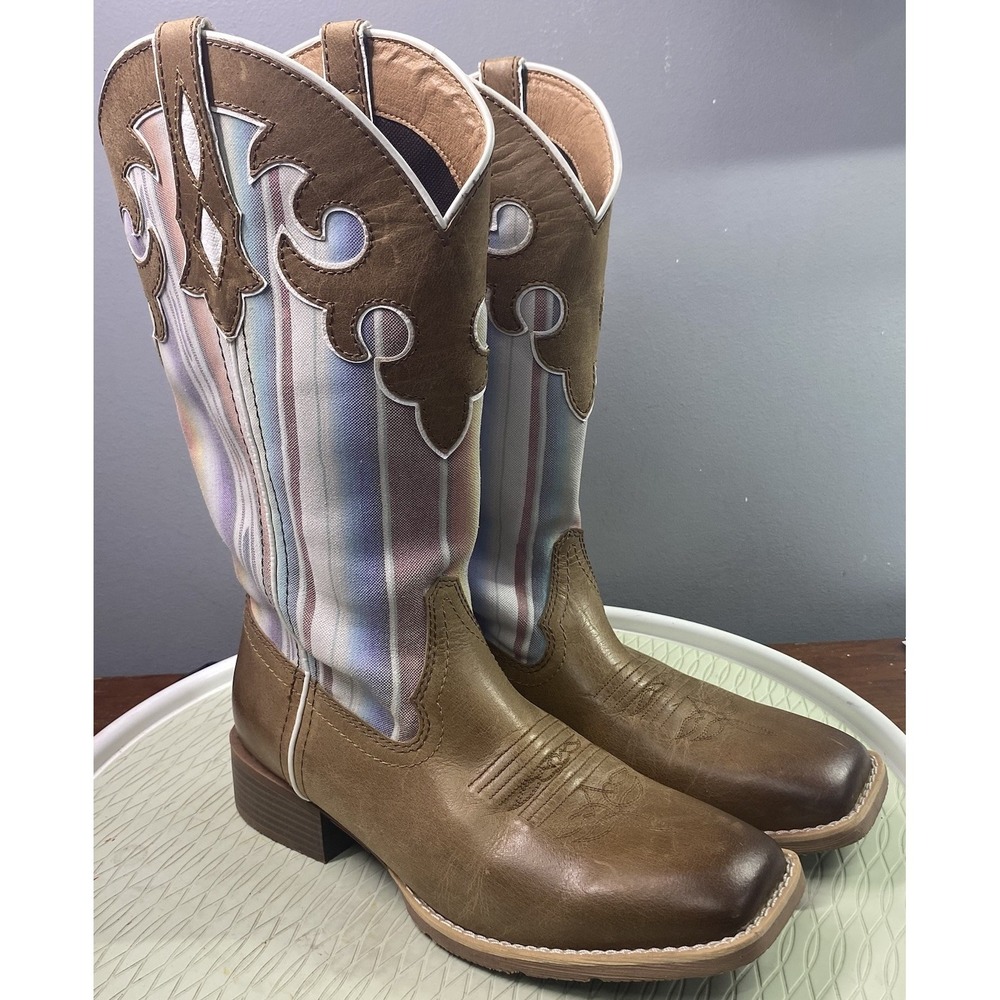 Justin Womens Leather Lattie Brown Cowboy Boots Cowgirl Riding‎ Biker 9.5B NWT